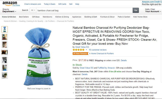 Natural Bamboo Charcoal Deodorizer Bag By Great Value SG Is Number 1 New Release On Amazon.com
