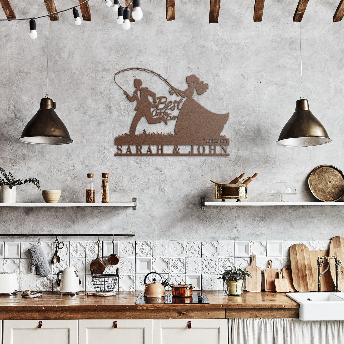 Custom_Fishing_Couple_Wedding_Metal_Sign_Copper_Rustic_Kitchen_Mockup.png