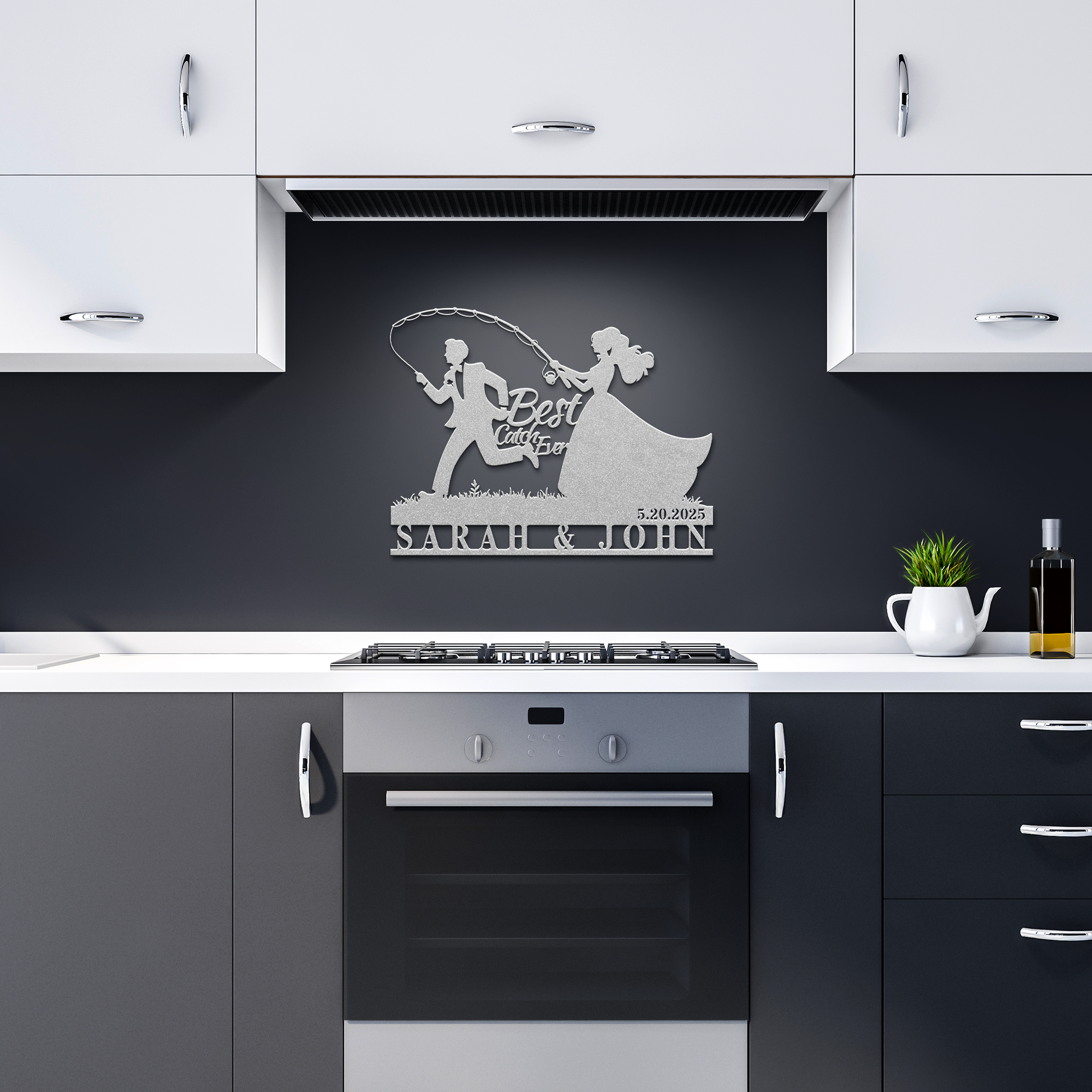 Custom_Fishing_Couple_Wedding_Metal_Sign_Silver_Dark_Kitchen_Mockup.png