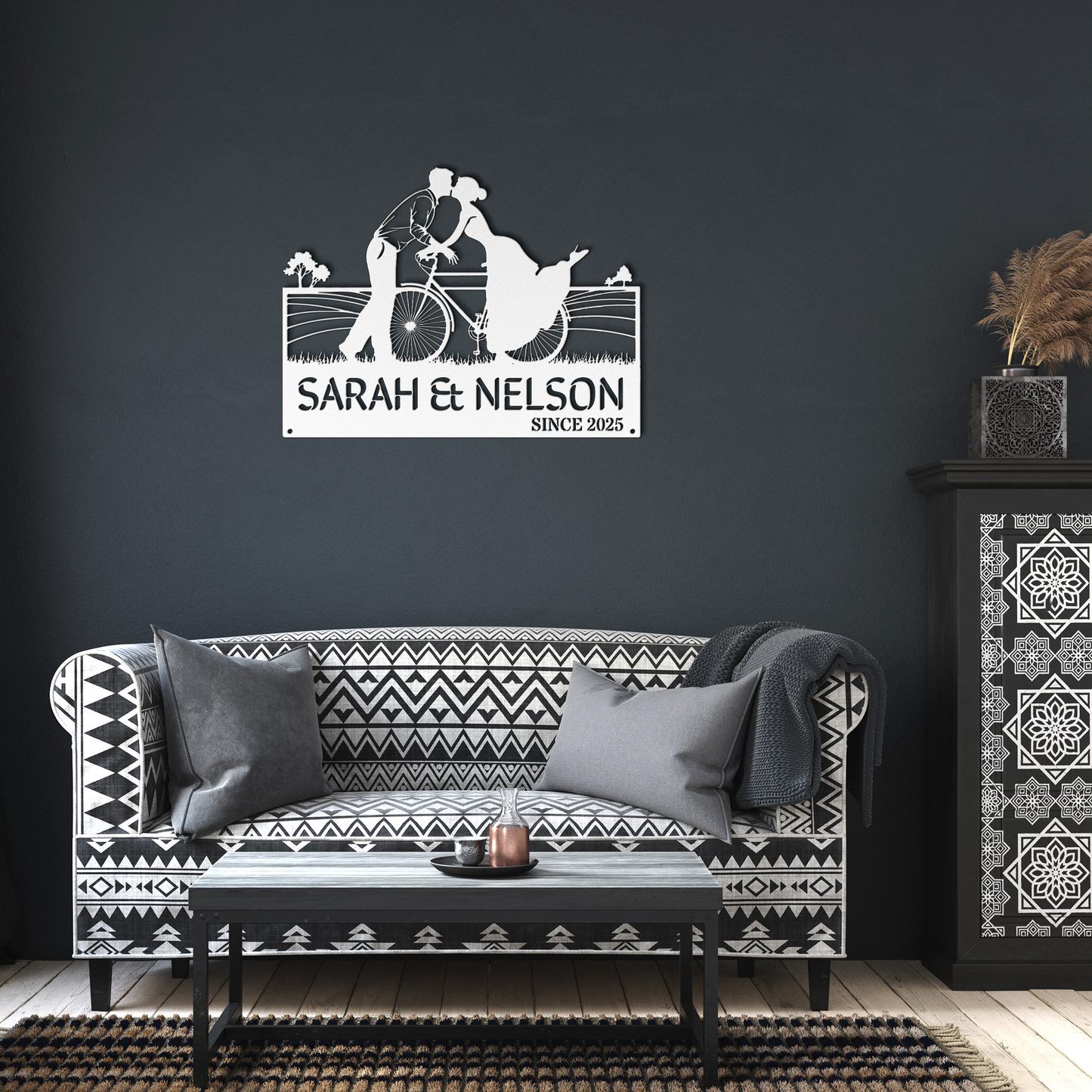 Cycling_Couple_Kissing_Metal_Sign_White_Dark_Living_Room_Mockup.png