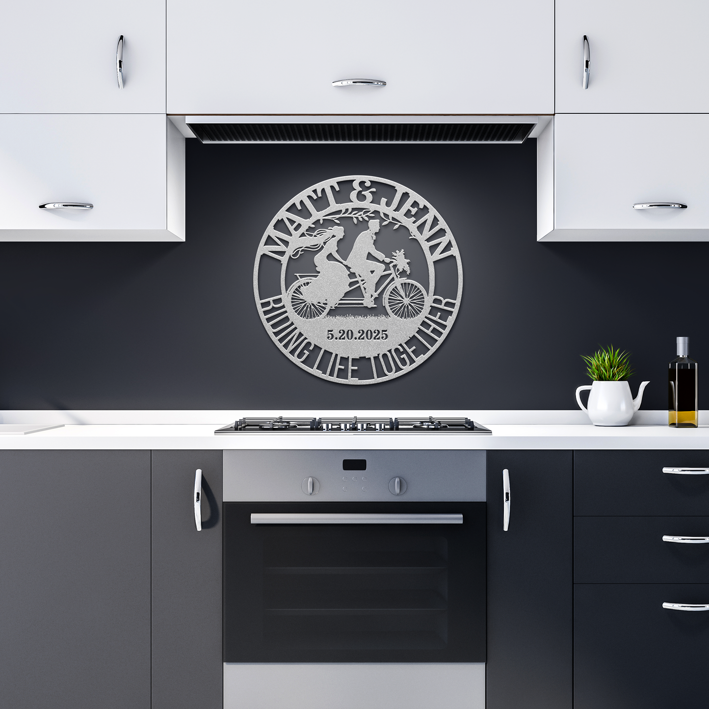 Cycling_Couple_Wedding_Metal_Wall_Art_Silver_Dark_Kitchen_Mockup.png
