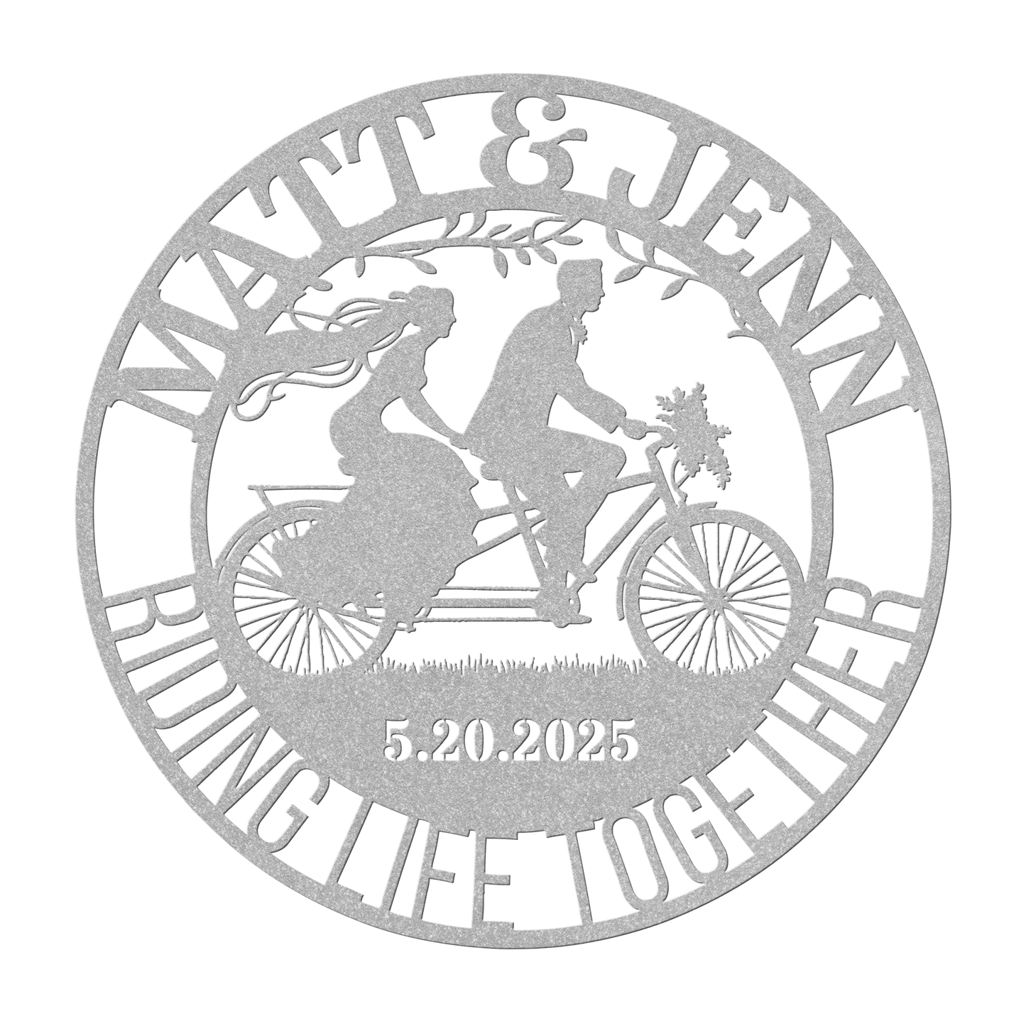 Cycling_Couple_Wedding_Metal_Wall_Art_Silver_Transparent_Mockup.png