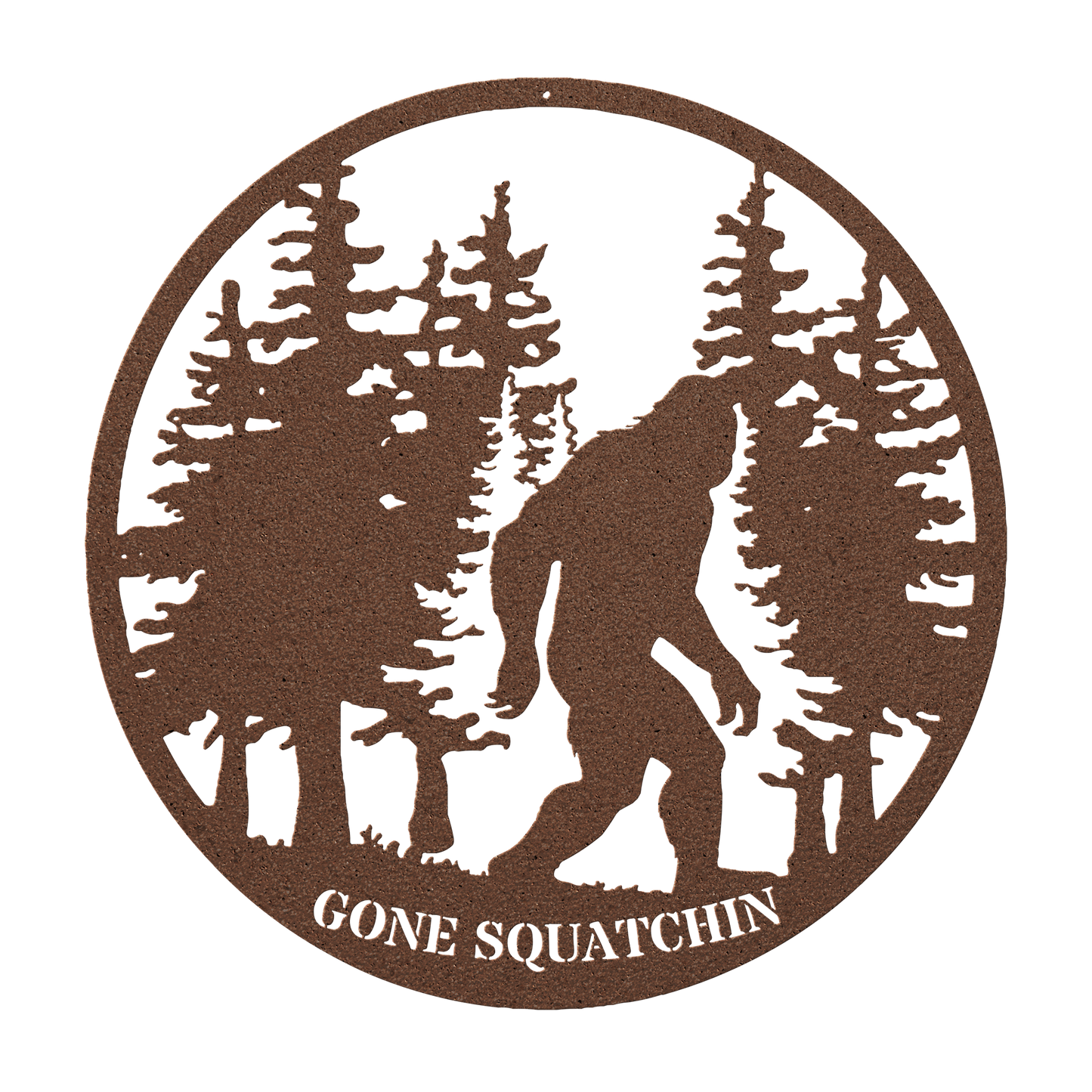 Gone_Squatchin_Bigfoot_Metal_Sign_Copper_Transparent_Mockup.png