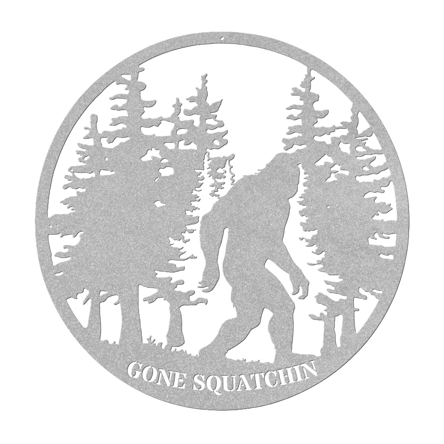 Gone_Squatchin_Bigfoot_Metal_Sign_Silver_Transparent_Mockup.png