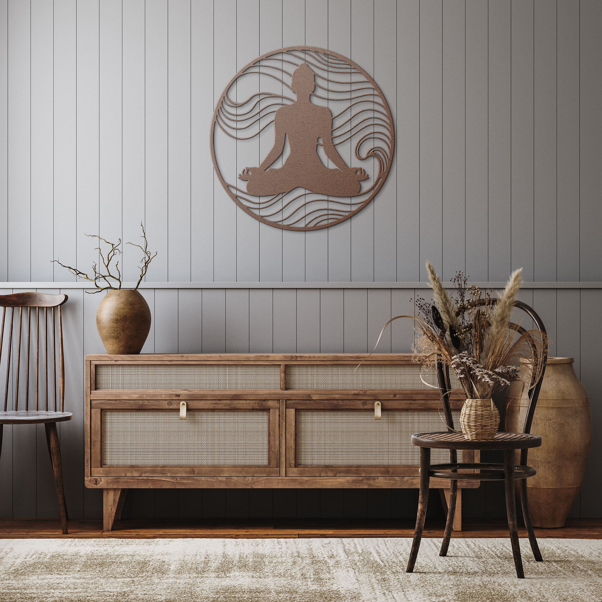 Meditating_Buddha_Metal_Art_Copper_Rustic_Hallway_Mockup.png