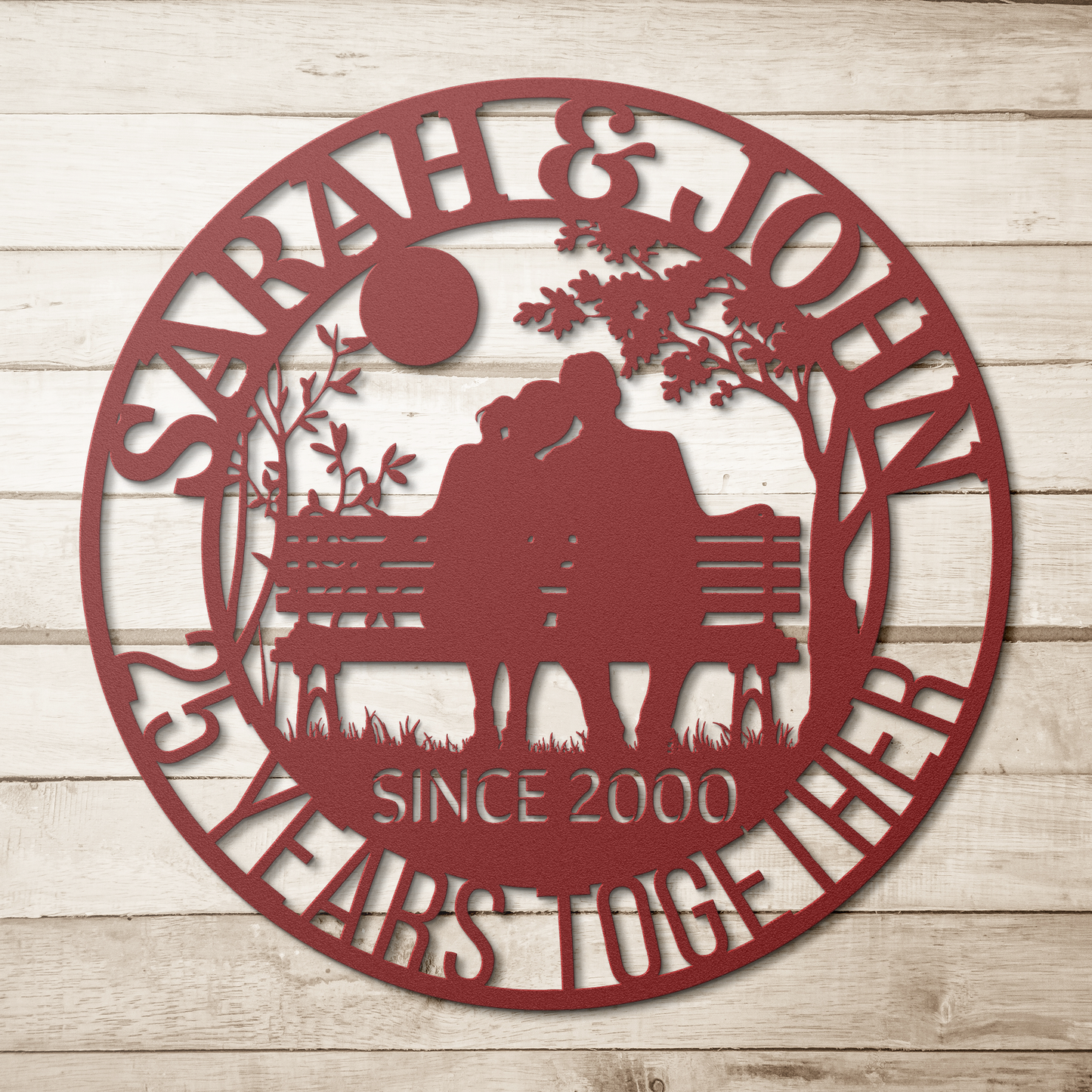 Wedding_Anniversary_Metal_Wall_Art_Red_Simple_Wood_BKGD_Mockup.png