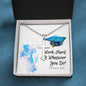 A Work Hard - Cross Necklace with Ball Chain by ShineOn Fulfillment displayed in a box with an inspirational message and artistic watercolor designs.