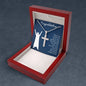 A ShineOn Fulfillment graduation-themed Prayer For Graduation - Cross Necklace with Ball Chain displayed in a red gift box.