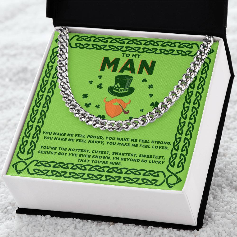 St Patrick's Day gift - To My Man, You're Mine - Cuban Link Chain necklace - St Patrick's Day by ShineOn Fulfillment.