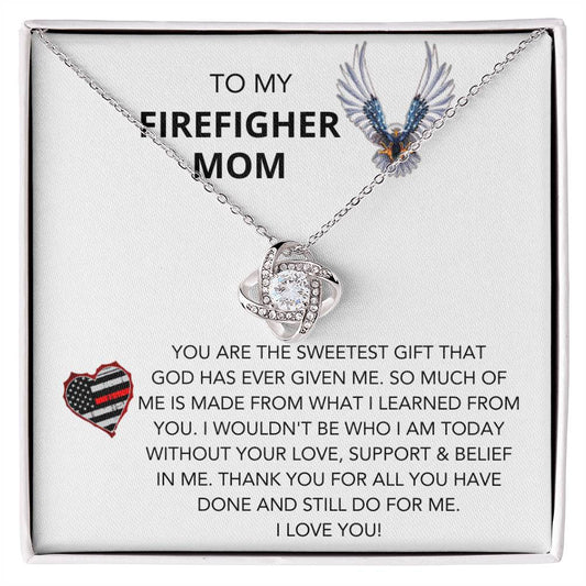 To Dog Mom, Pawtrick Day-A Better Life - Love Knot Necklace personalized with cubic zirconia crystals from ShineOn Fulfillment.