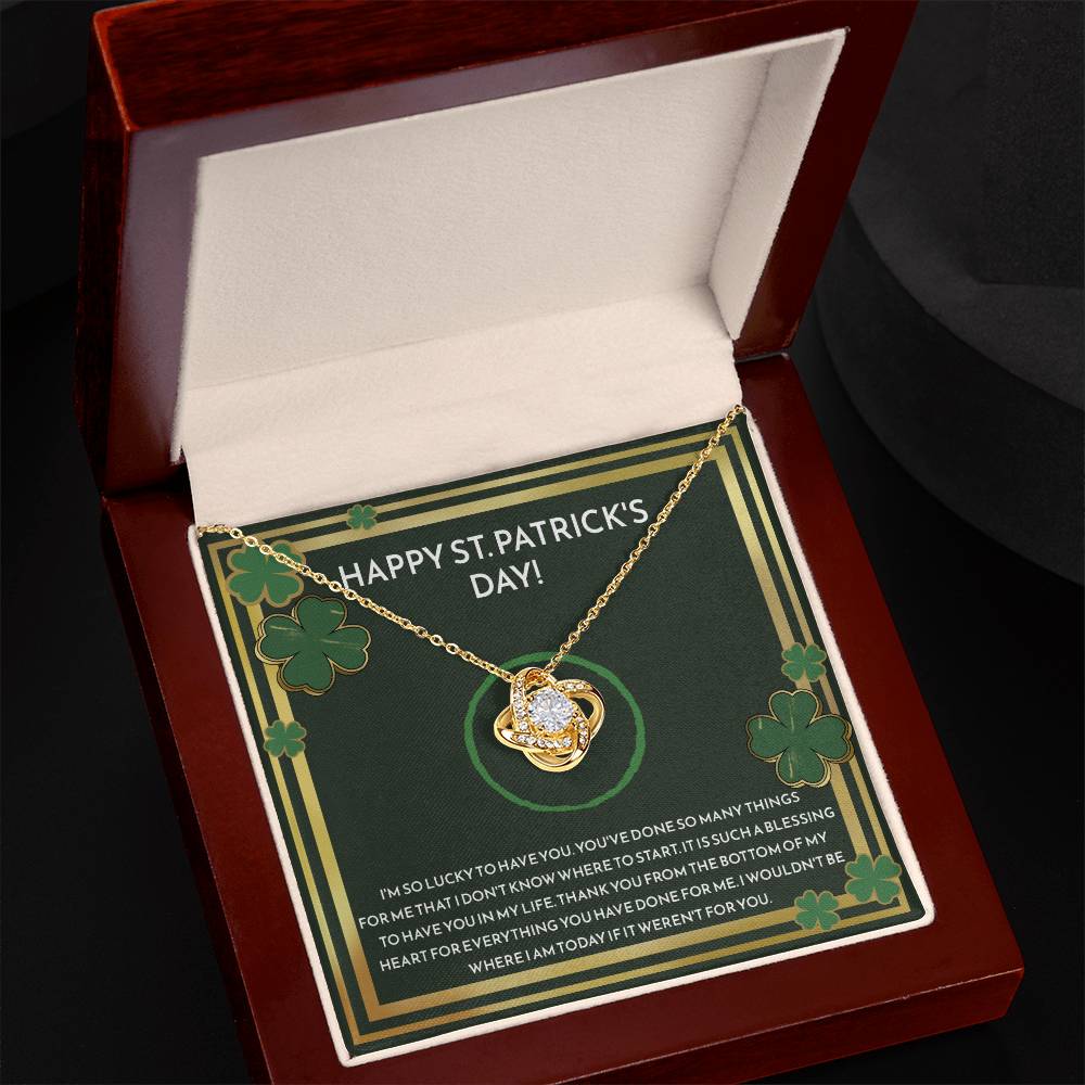 A Happy St. Patrick's Day, I'm So Lucky - Love Knot Necklace by ShineOn Fulfillment in a box.