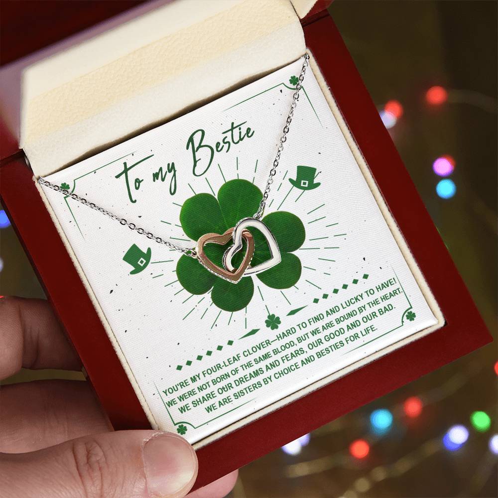 ShineOn Fulfillment's To My Bestie, Lucky To Have - Interlocking Hearts Necklace with CZ crystals.