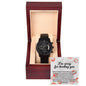 The Sorry-Set Things Right - Metal Chronograph Watch with a copper dial is presented in a wooden box, accompanied by a heartfelt note expressing an apology for causing hurt.