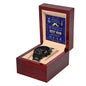 A "To Best Man, World's Greatest - Metal Chronograph Watch" featuring a luxury copper dial was displayed in an open wooden box, with a "Best Man" certificate in the background for an elegant touch.