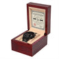 A wristwatch, To Best Man, Official Recognition - Metal Chronograph Watch, featuring a luxury copper dial and elegantly packaged in a wooden box with an engraved plaque that declares "Official Recognition That You Are The Greatest Best Man In The World.