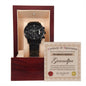 A "To Grandpa, Everything You Do - Metal Chronograph Watch" in a wooden box with a Certificate of Appreciation for "The World’s Greatest Grandpa.