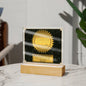 Award plaque titled "Unique Gift For Mother In Law Seal Of Excellence Acrylic Plaque With LED Thank You Gift To My Mother-In-Law For Best Mom In Law Mothers Day" on a black starry background, featuring a gold seal and LED light, with a wooden base. Date and affirmation text included.
