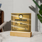 A gold-themed To Fur Mama, Certificate of Achievement - Acrylic Square Plaque proclaims the recipient as the "world's most perfect fur mama." It sits on an LED wooden base.