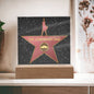 A unique gift, this acrylic plaque on a wooden base features a star design with the text "To Dad, The Legendary Dad - Acrylic Square Plaque" and an icon of a mustache in the center.