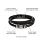 A hand holds a card that reads "To My Grandpa" above a decorative message. Below the card is a black vegan leather bracelet with metal accents in a white box—an ideal engraved gift for any special man, the "To Grandpa, Thank You - Love You Forever Bracelet.