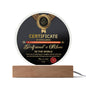 A high quality acrylic To Girlfriend's Mom, Certificate Of Excellence - Acrylic Circle Plaque awarded to "Girlfriend's Mom," thanking her for sharing her daughter and welcoming someone into the family, dated May 2, 2024