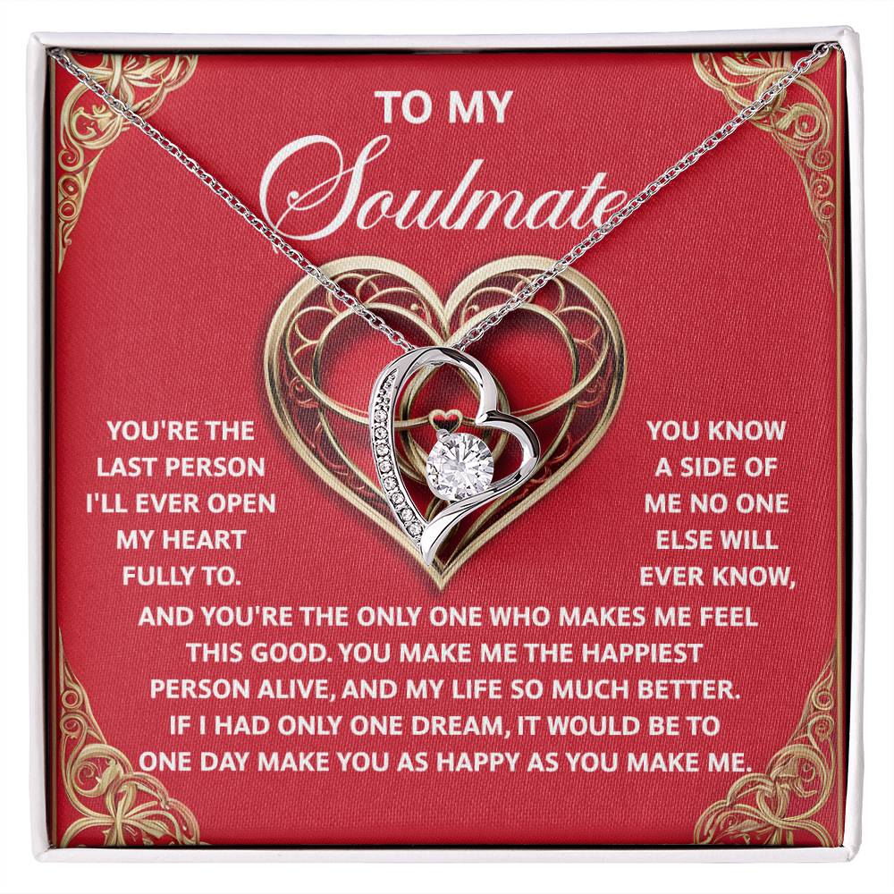The Soulmate-The Only One - Forever Love Necklace showcases a heart-shaped pendant with a dazzling CZ crystal set in white gold. It comes in an elegant box and conveys a heartfelt message to your soulmate, expressing profound love and admiration.