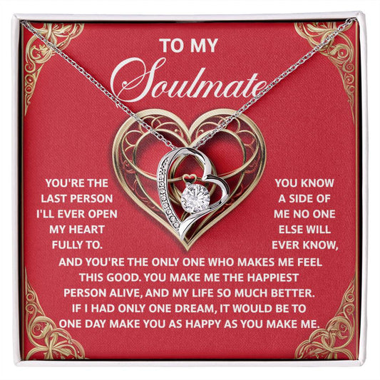 The Soulmate-The Only One - Forever Love Necklace showcases a heart-shaped pendant with a dazzling CZ crystal set in white gold. It comes in an elegant box and conveys a heartfelt message to your soulmate, expressing profound love and admiration.