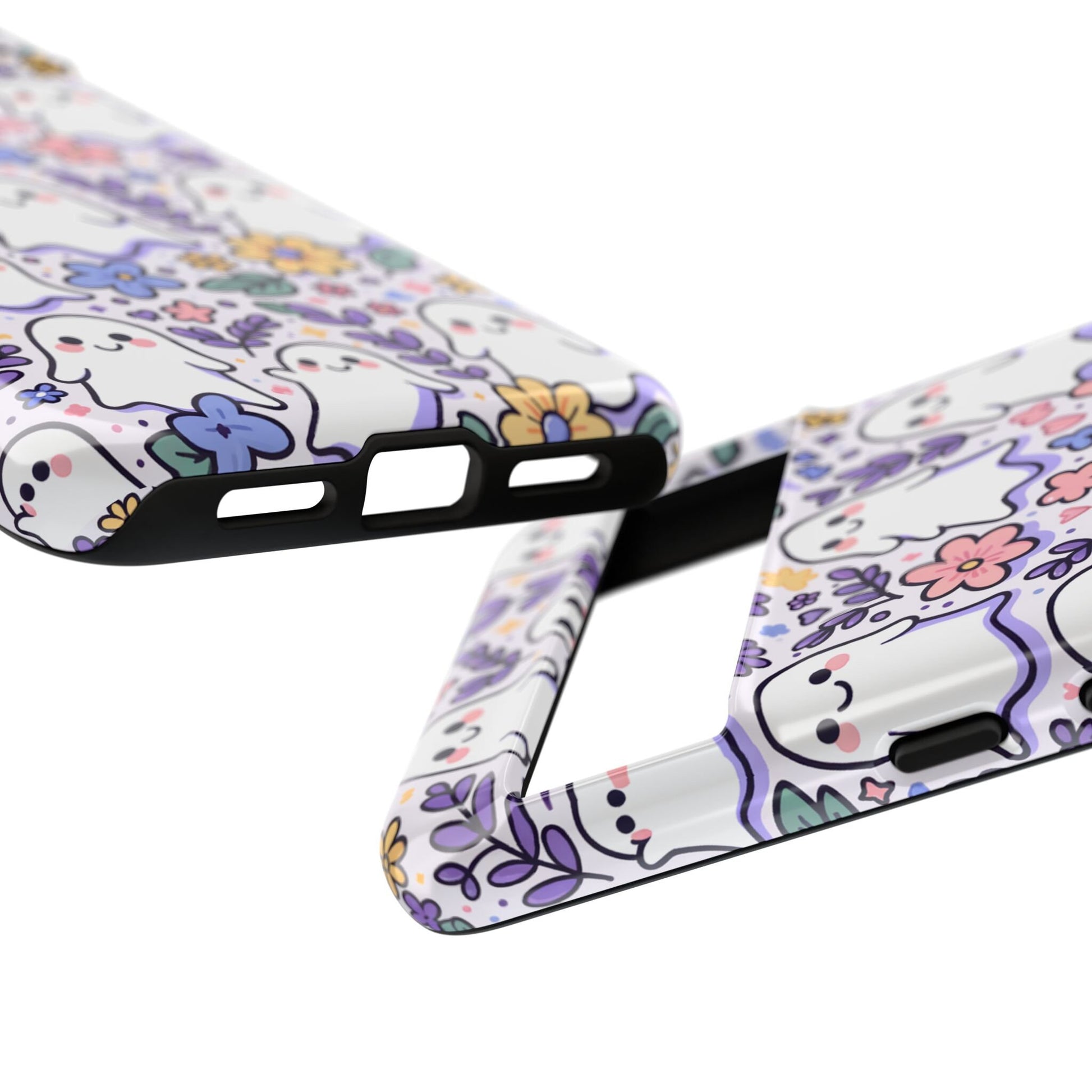 The "Cute Ghosts And Flowers Phone Case" is perfect for bringing whimsy to your style with its colorful cartoon designs of ghosts and flowers. Whether you're getting ready for Halloween or just enjoy a playful vibe, this cute ghost floral cover, compatible with iPhone 15, 14, 13, Samsung Galaxy, and Pixel models, offers a charming and fun accessory choice for any Halloween lover.