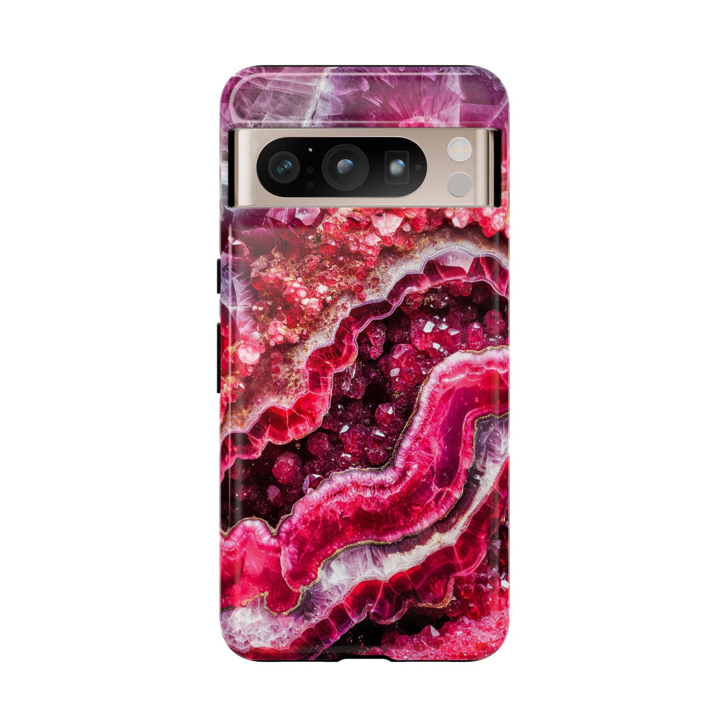 Phone case with a July Birthstone Ruby Crystal Geode design.