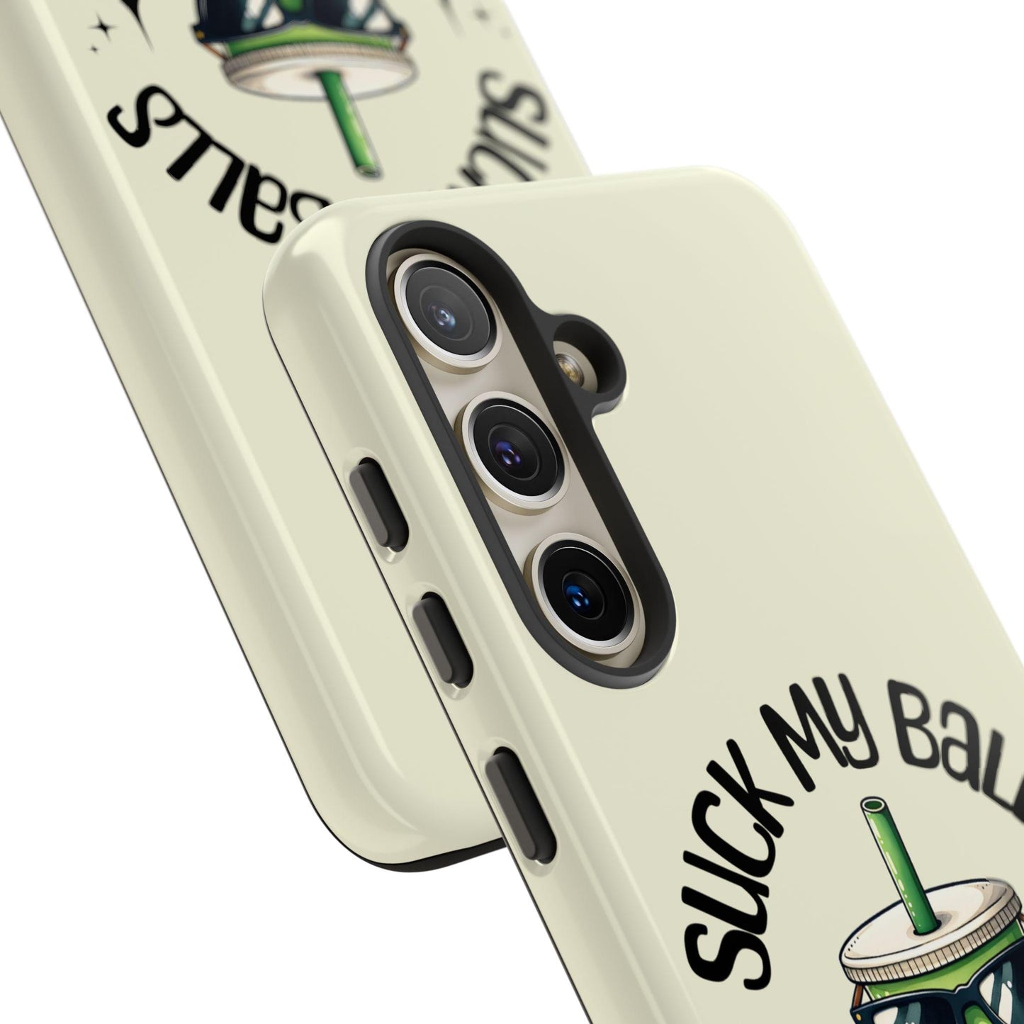 Featuring playful illustrations of bubble tea and the cheeky phrase "Suck My Balls," the Cute Boba Phone Case is perfect for kawaii bubble tea lovers. This quirky phone cover adds personality and fun to your device, making it an ideal gift for boba enthusiasts with iPhone 16 Pro Max, 15, 14, 13, Samsung Galaxy, or Pixel models.