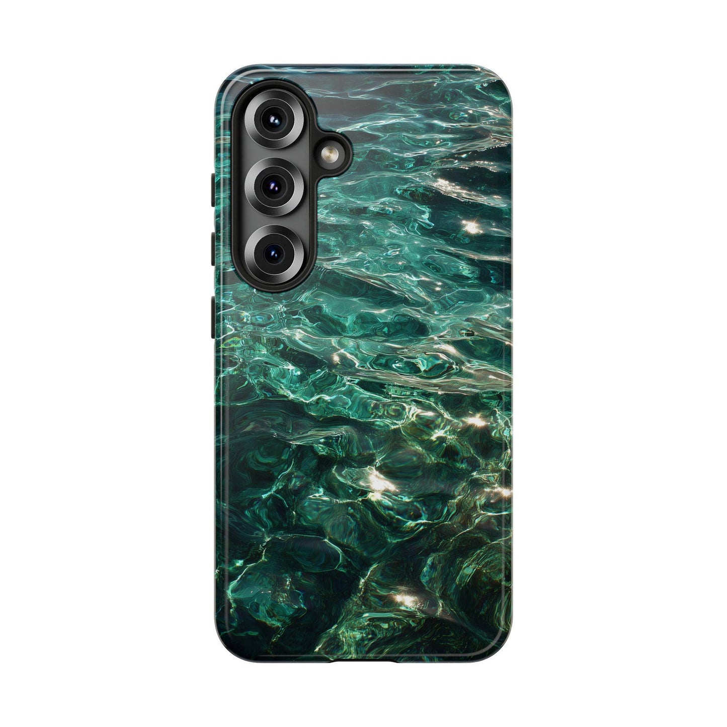 Water Phone Case for iPhone 17 Samsung & Pixel, Tropical Vibe Summer Phone Cover, Emerald Green Ocean Waves Design Clear Water Aesthetics