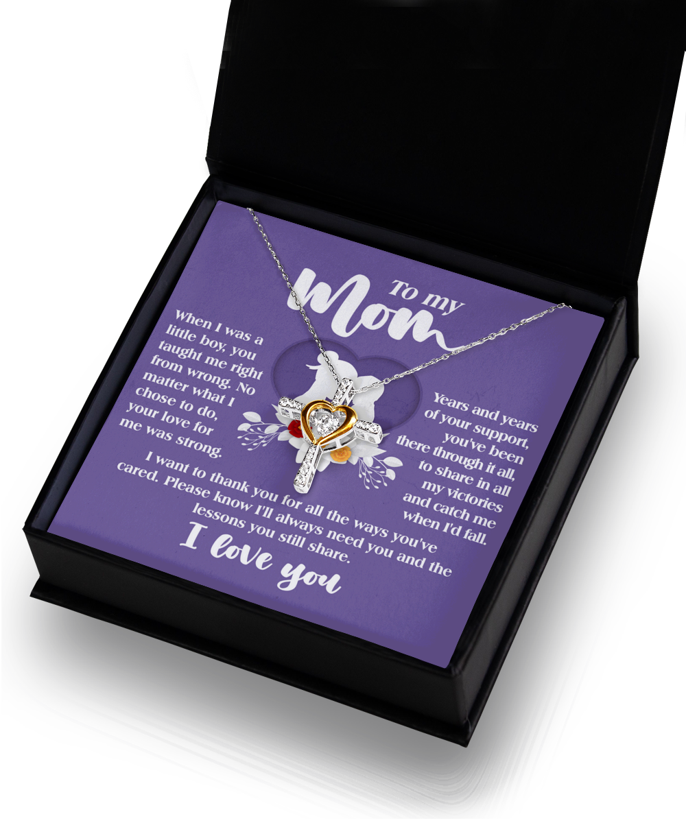 To Mom, Ways You've Cared(Boy) - Cross Dancing Necklace