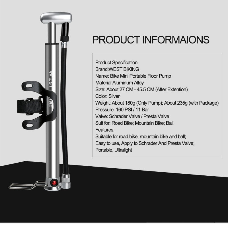 160PSI High Pressure Floor Pump - Golden Value SG