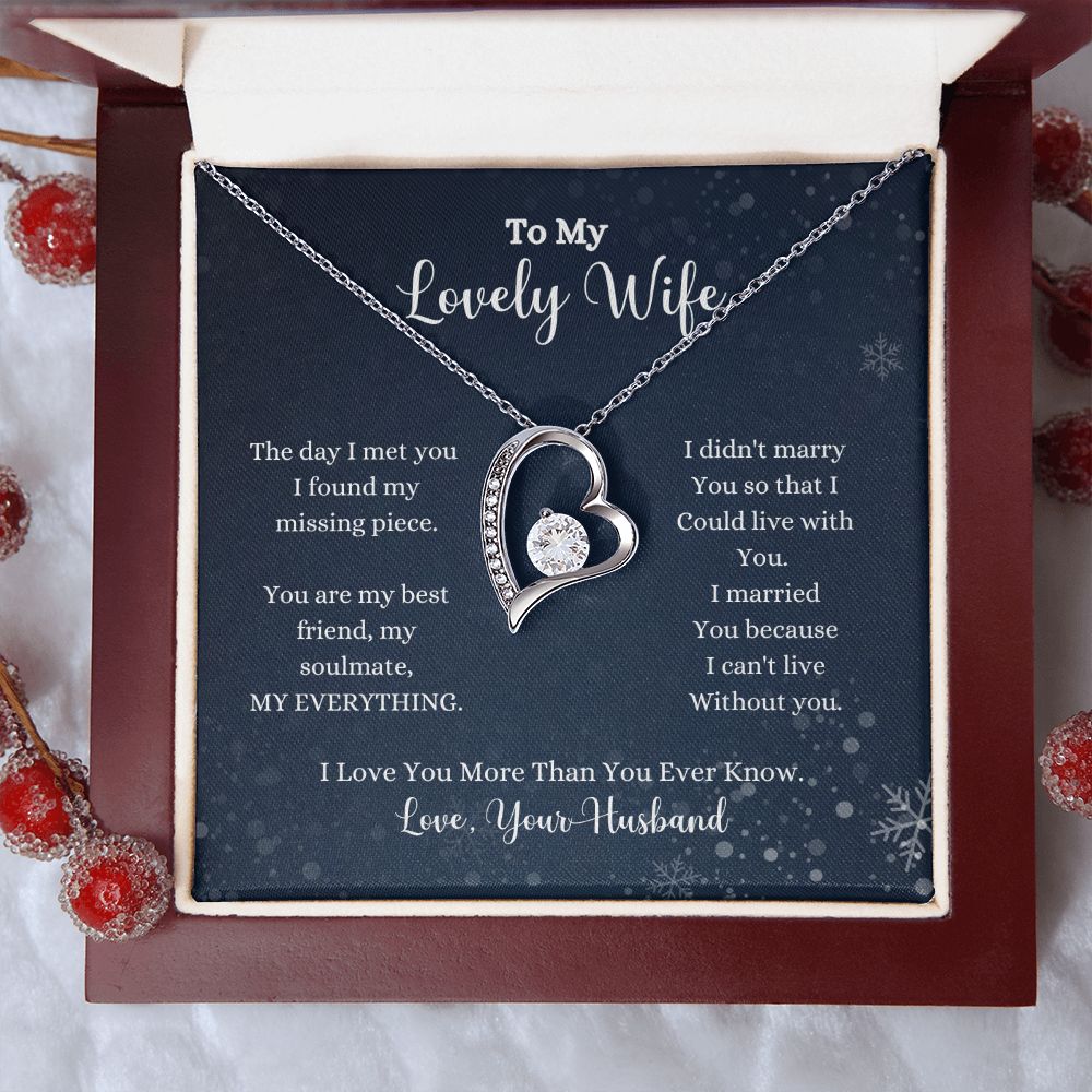 A ShineOn Fulfillment gift box with the I Love You More Than You Ever Know Forever Love Necklace - Gift for Wife from Husband that says to my lovely wife.