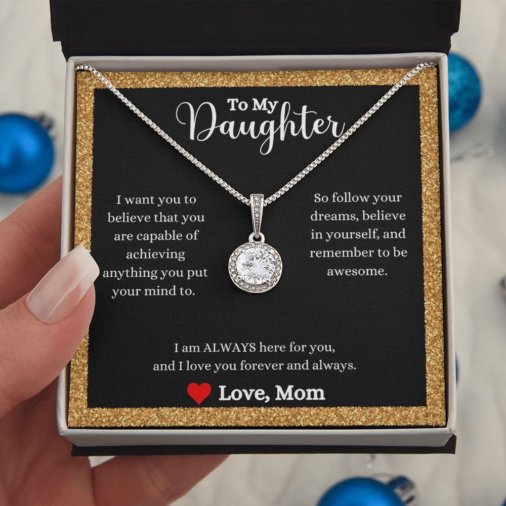 A ShineOn Fulfillment gift box with the I Love You Forever And Always Eternal Hope Necklace - Gift for Daughter from Mom.