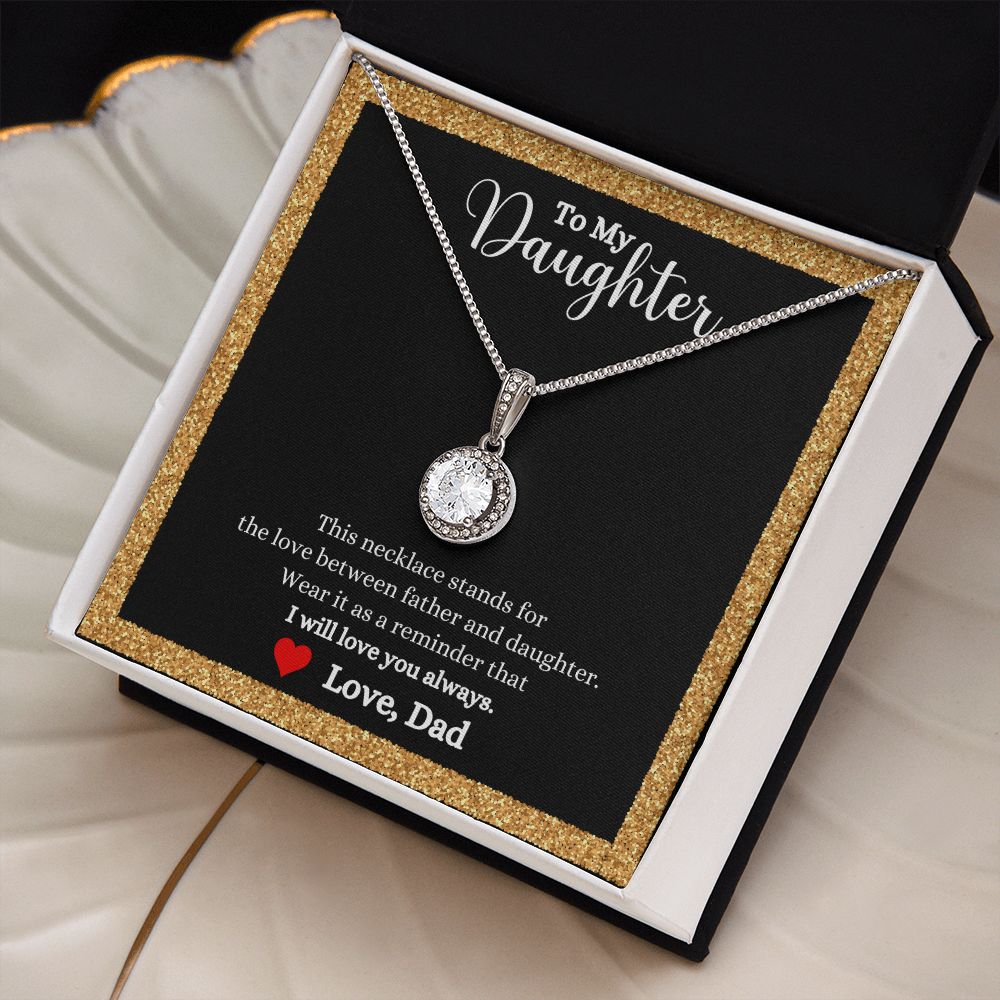 A ShineOn Fulfillment gift box with a Love Between Father and Daughter Eternal Hope Necklace - Gift for Daughter from Dad that reads, i love you daughter.