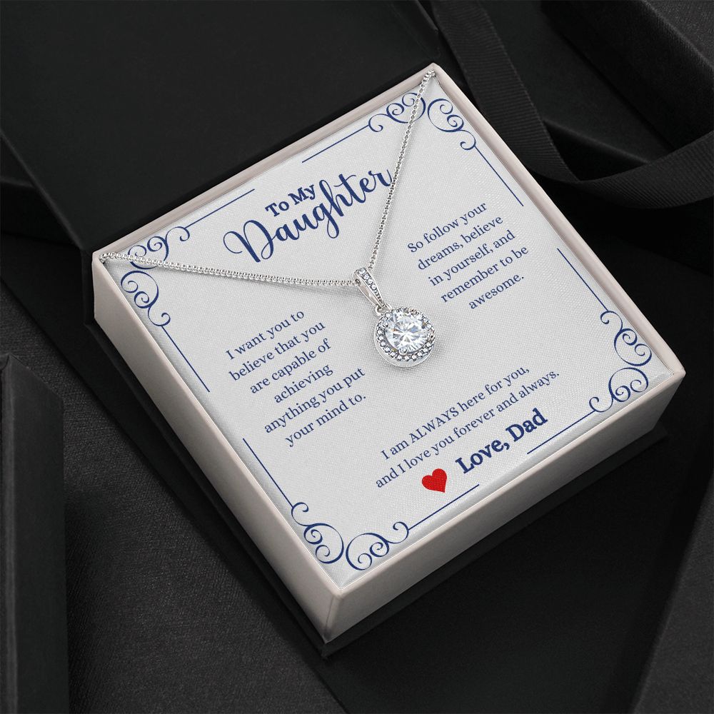 A ShineOn Fulfillment gift box with an I Love You Forever And Always Eternal Hope Necklace - Gift for Daughter from Dad.
