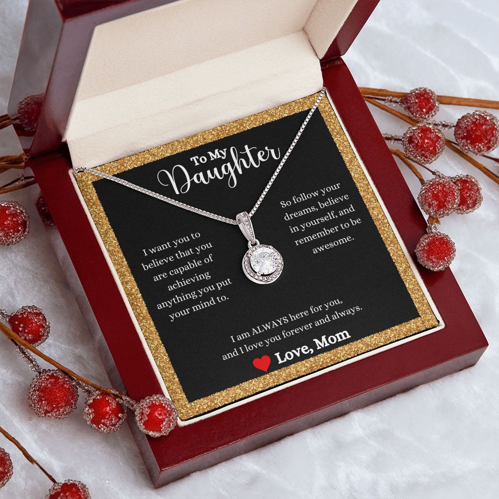 A ShineOn Fulfillment gift box with an "I Love You Forever And Always Eternal Hope Necklace - Gift for Daughter from Mom" and a gift card.