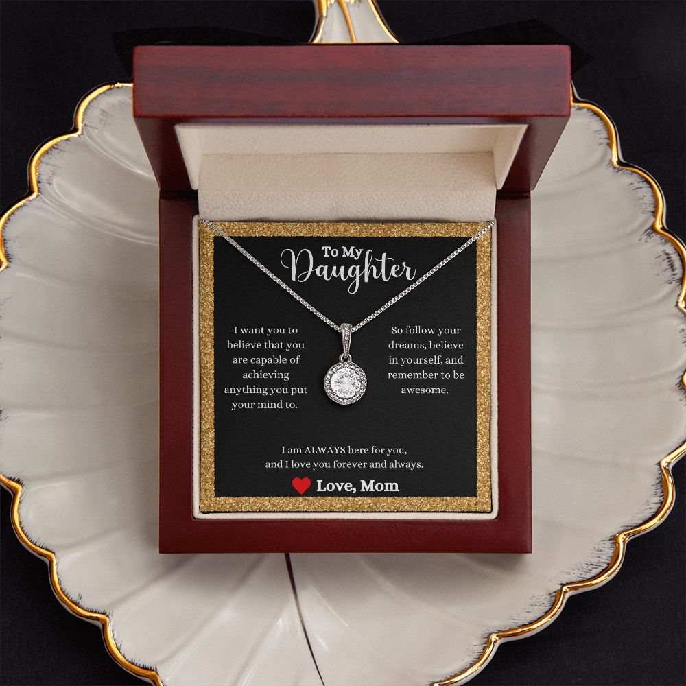 An I Love You Forever And Always Eternal Hope Necklace - Gift for Daughter from Mom by ShineOn Fulfillment, in a box with a message on it.