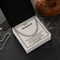 A gift box with the Every Day of My Life is Perfect Cuban Link Necklace - For Husband from Wife by ShineOn Fulfillment and a watch on it.