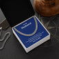 A gift box with the You Are Everything To Me Cuban Link Necklace - For Husband from Wife by ShineOn Fulfillment and a compass next to it.