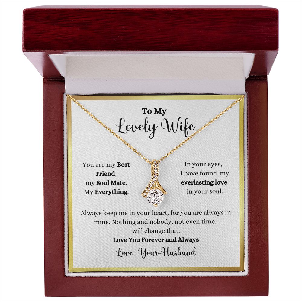A ShineOn Fulfillment gift box with an Always Keep Me In Your Heart Alluring Beauty Necklace - Gift for Wife from Husband.
