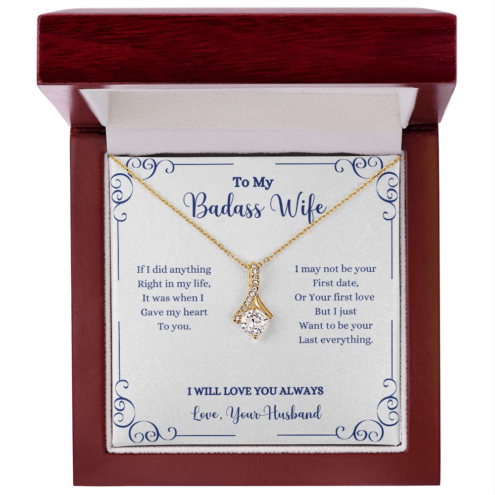 A ShineOn Fulfillment gift box with an "I Will Always Be With You Alluring Beauty Necklace- Gift for Wife from Husband" that says to my beautiful wife.