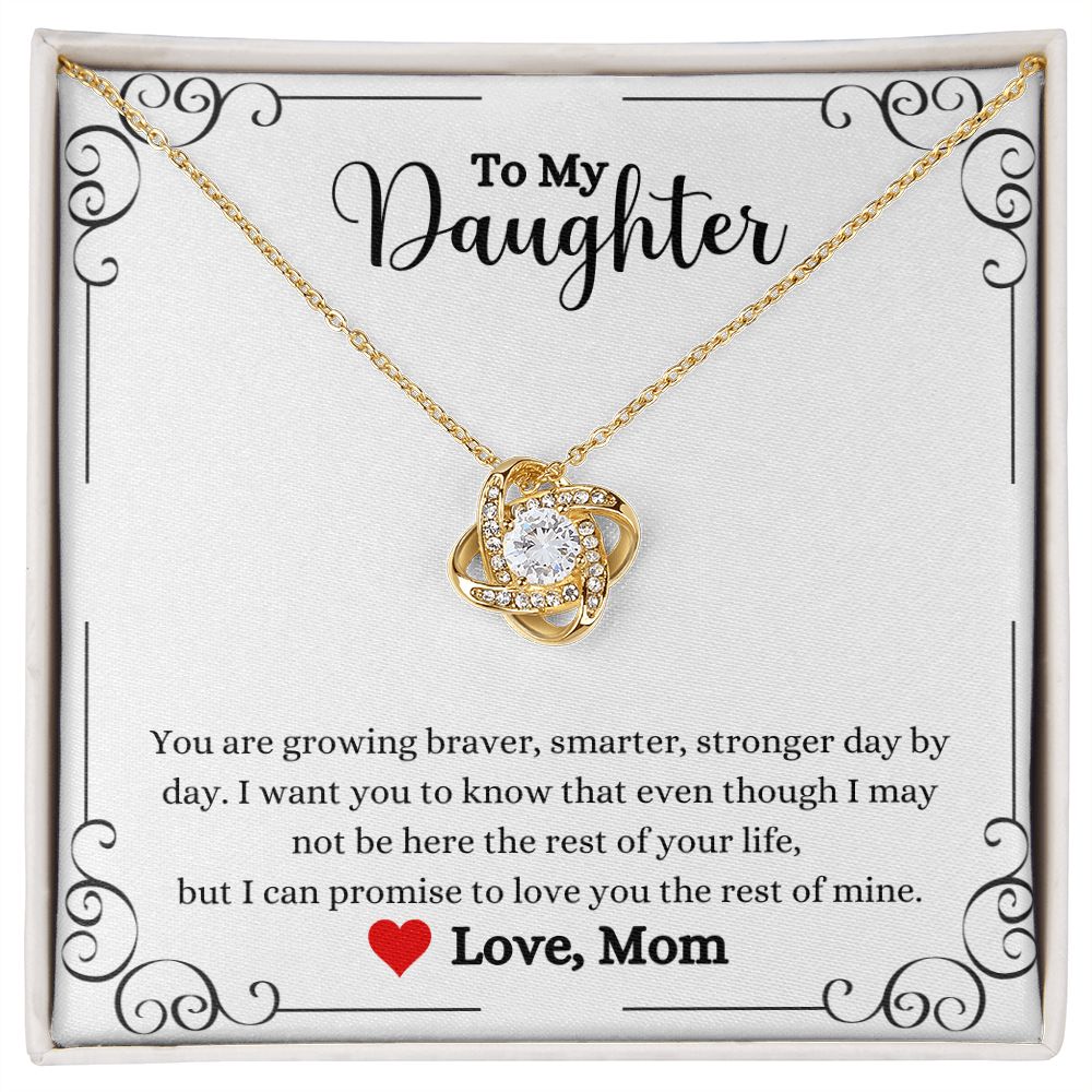 A ShineOn Fulfillment gift box with a Love You The Rest of Mine Love Knot Necklace- Gift for Daughter from Mom.