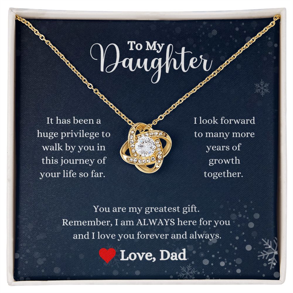 A ShineOn Fulfillment gift box with an I Love You Forever And Always Love Knot Necklace - Gift for Daughter from Dad.