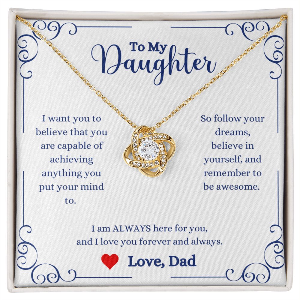 A ShineOn Fulfillment gift box with the I Love You Forever And Always Love Knot Necklace - Gift for Daughter from Dad.