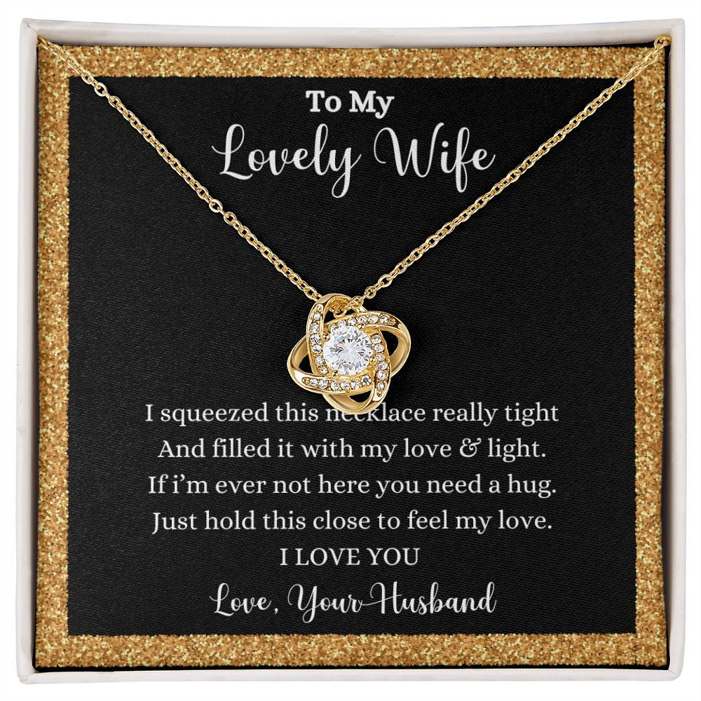 A I Love You Love Knot Necklace - Gift for Wife from Husband necklace by ShineOn Fulfillment with a poem that says to my lovely wife.