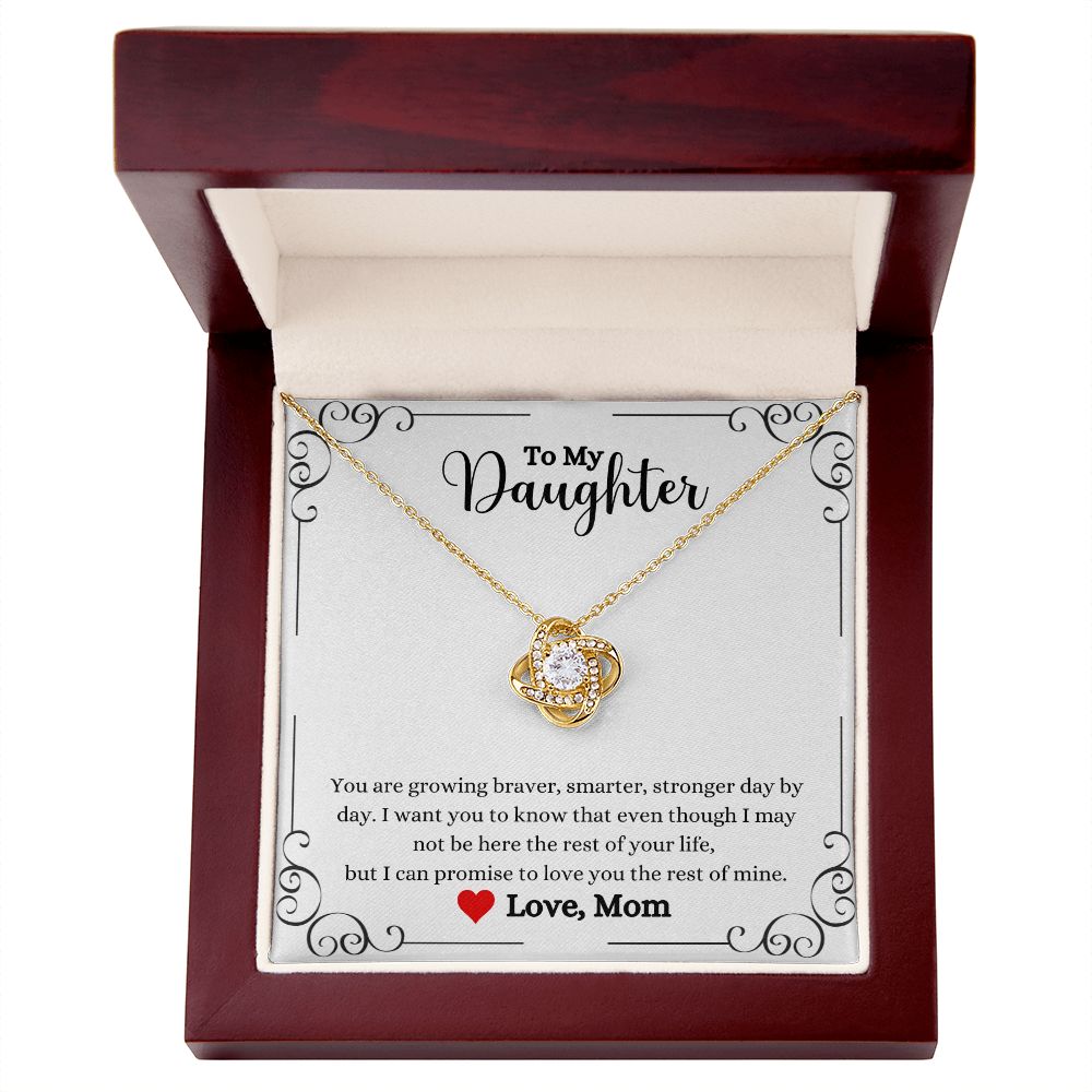 A ShineOn Fulfillment gift box with a Love You The Rest of Mine Love Knot Necklace- Gift for Daughter from Mom.
