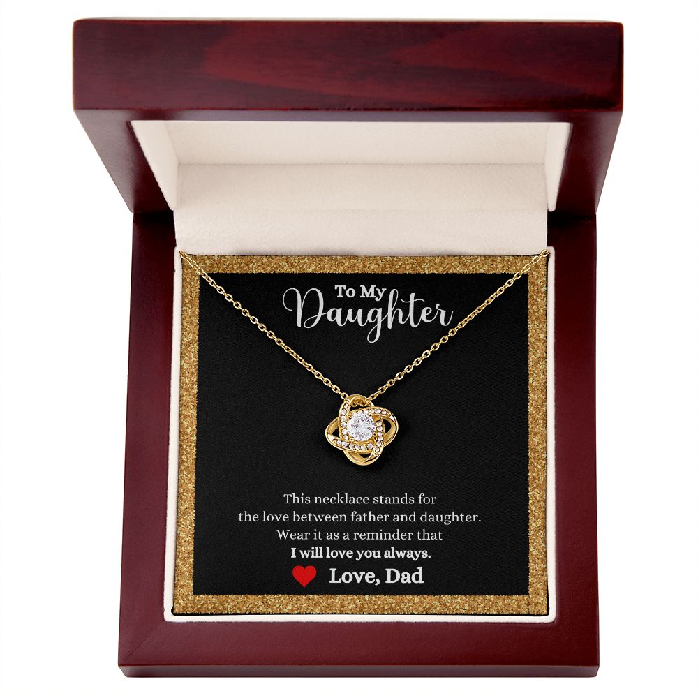 A ShineOn Fulfillment gift box with a Love Between Father and Daughter Love Knot Necklace - Gift for Daughter from Dad.