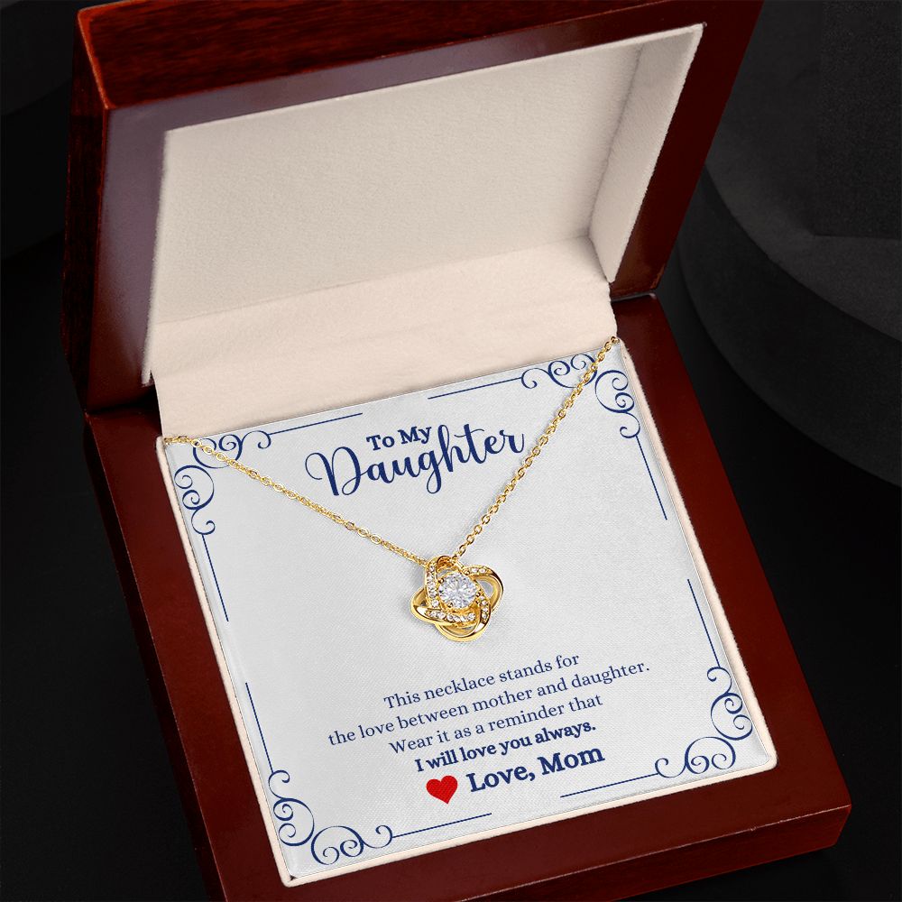 A ShineOn Fulfillment gift box with an I Will Always Be With You Love knot Necklace- Gift for Daughter from Mom in it.